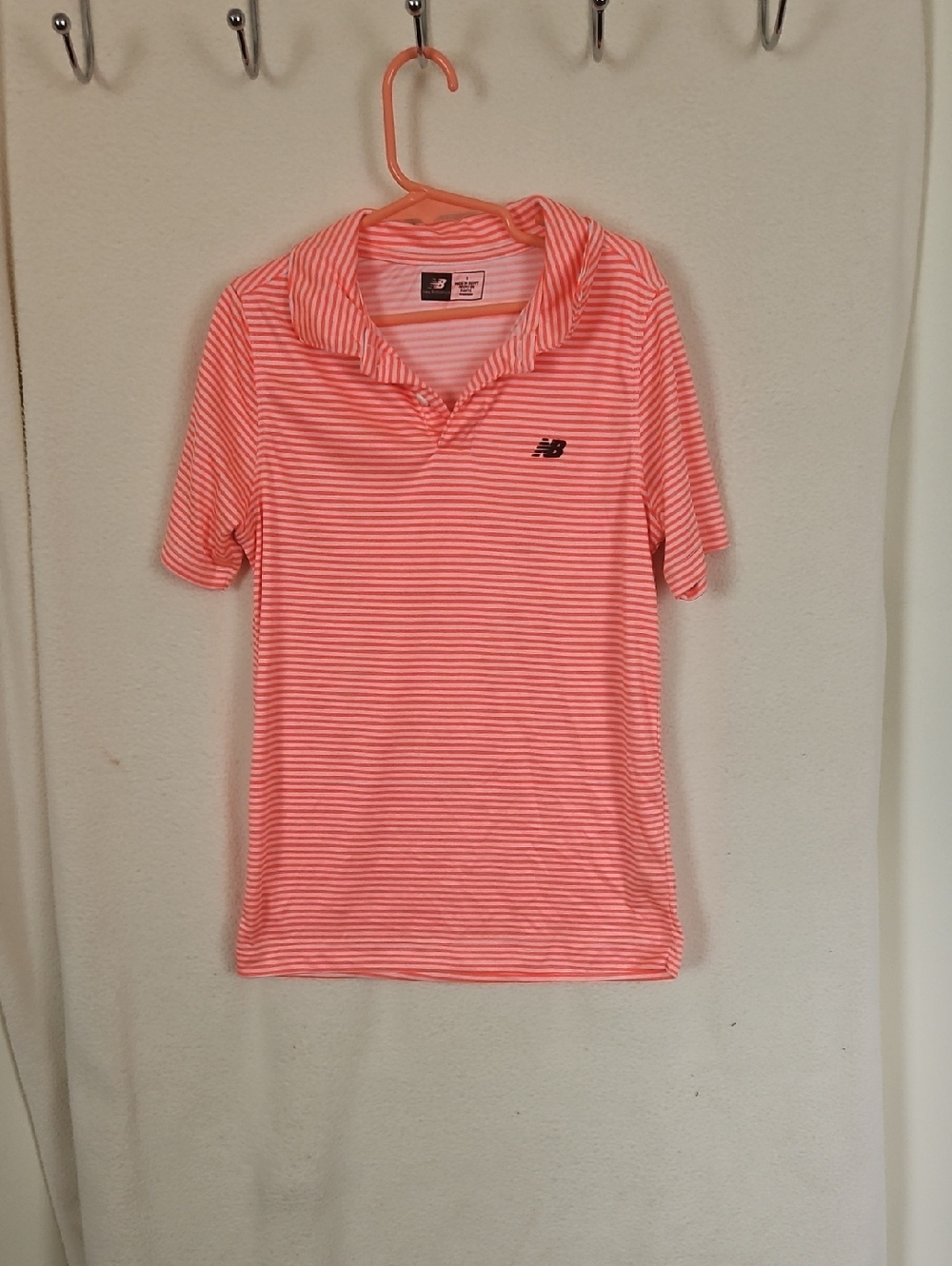 New Balance Orange Striped Polo Shirt